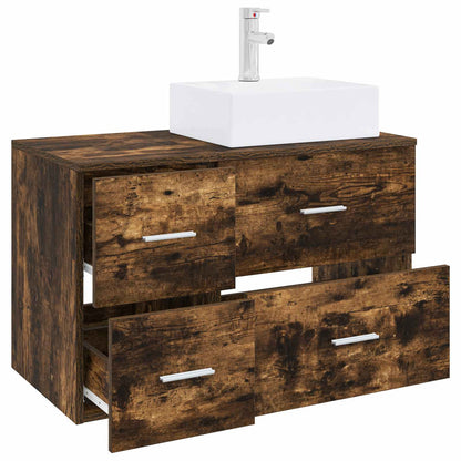 vidaXL Bathroom Furniture Set 2 pcs Smoked Oak Engineered Wood