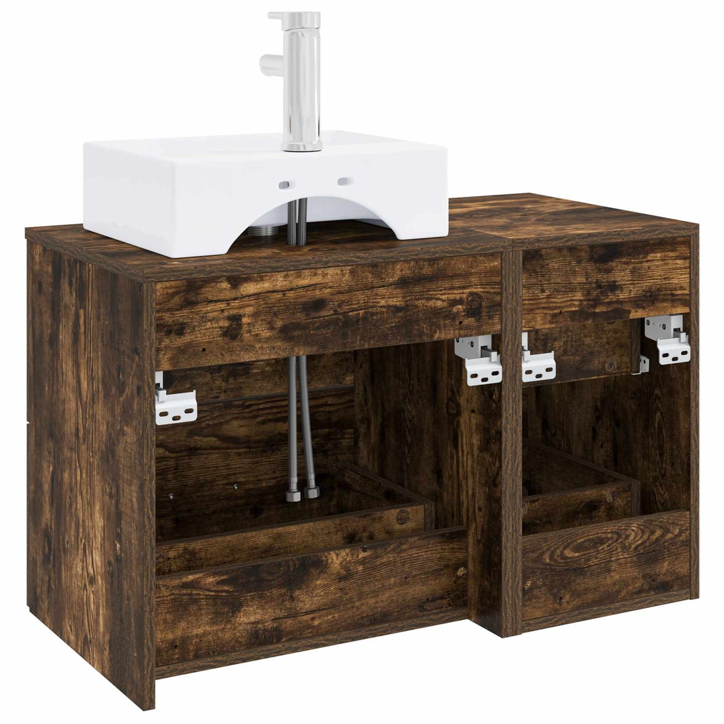 vidaXL Bathroom Furniture Set 2 pcs Smoked Oak Engineered Wood