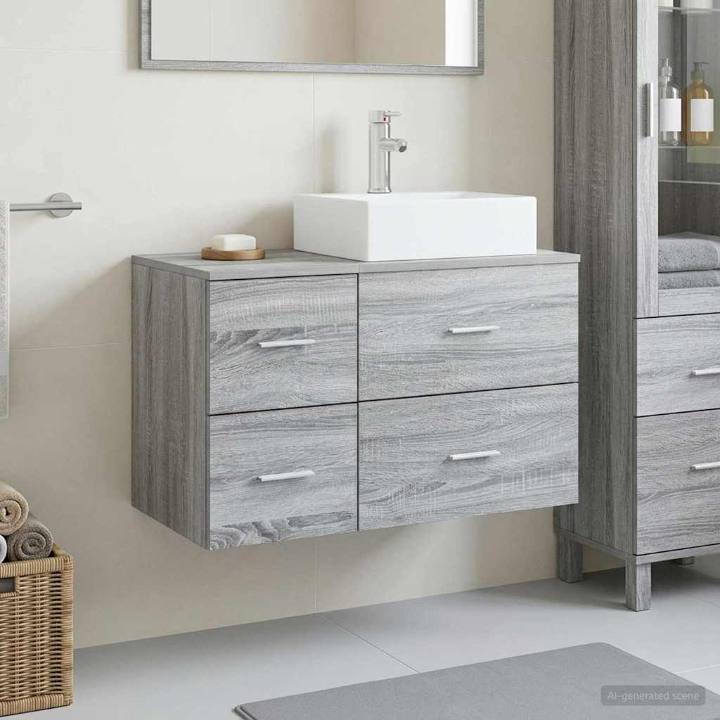 vidaXL Bathroom Furniture Set 2 pcs Grey Sonoma Engineered Wood