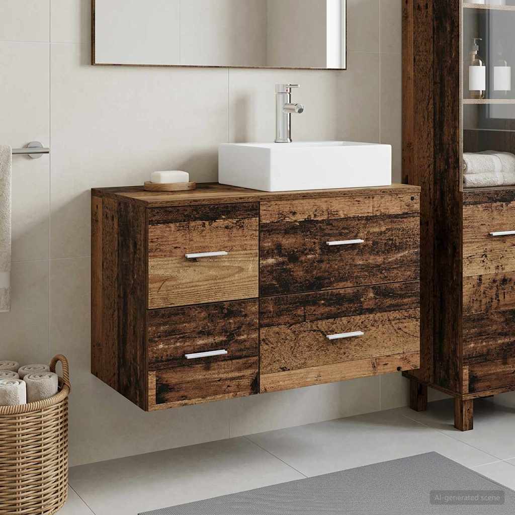 vidaXL Bathroom Furniture Set 2 pcs Old Wood Engineered Wood