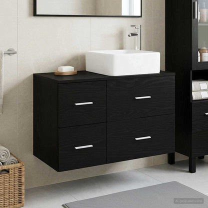 vidaXL Bathroom Furniture Set 2 pcs Black Oak Engineered Wood
