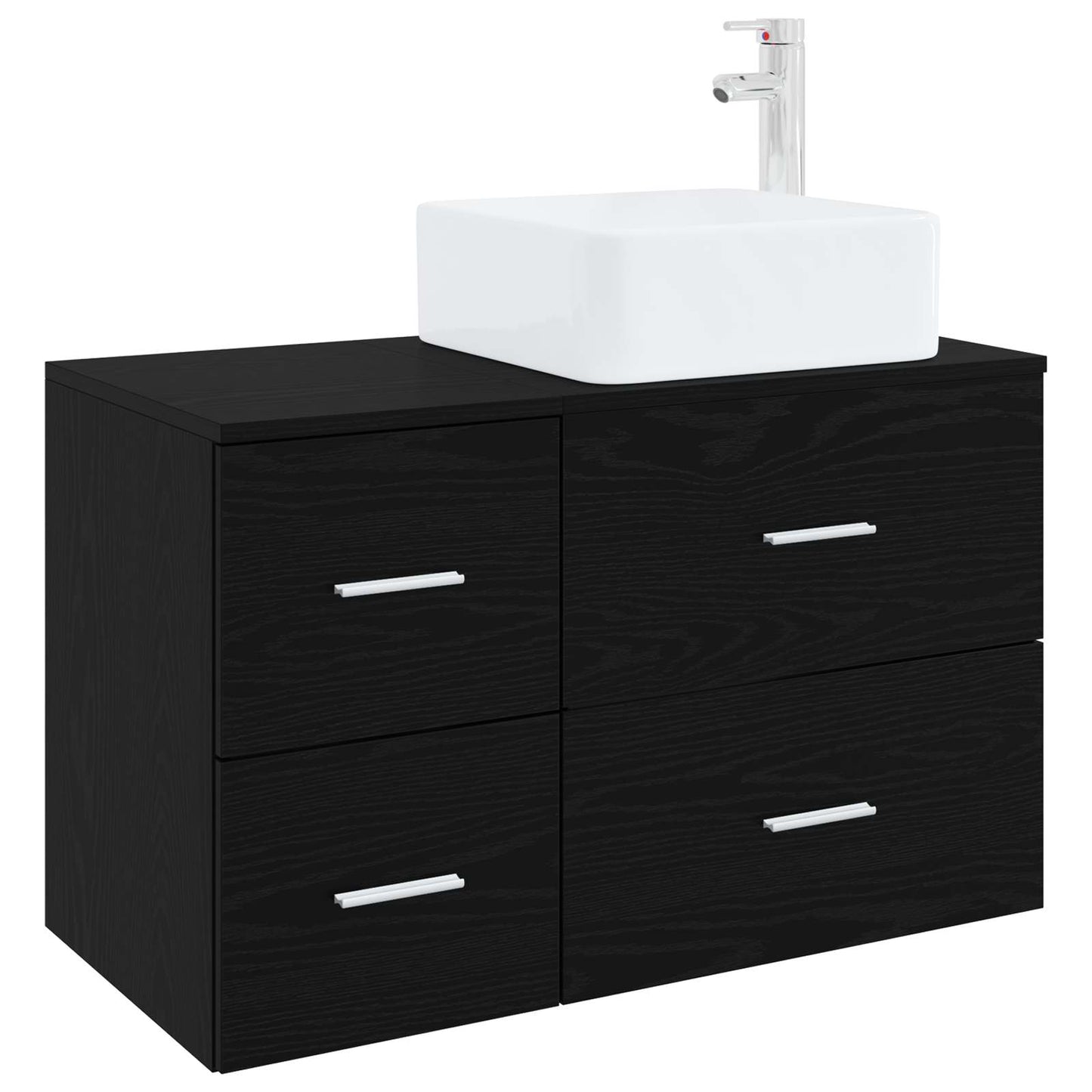 vidaXL Bathroom Furniture Set 2 pcs Black Oak Engineered Wood