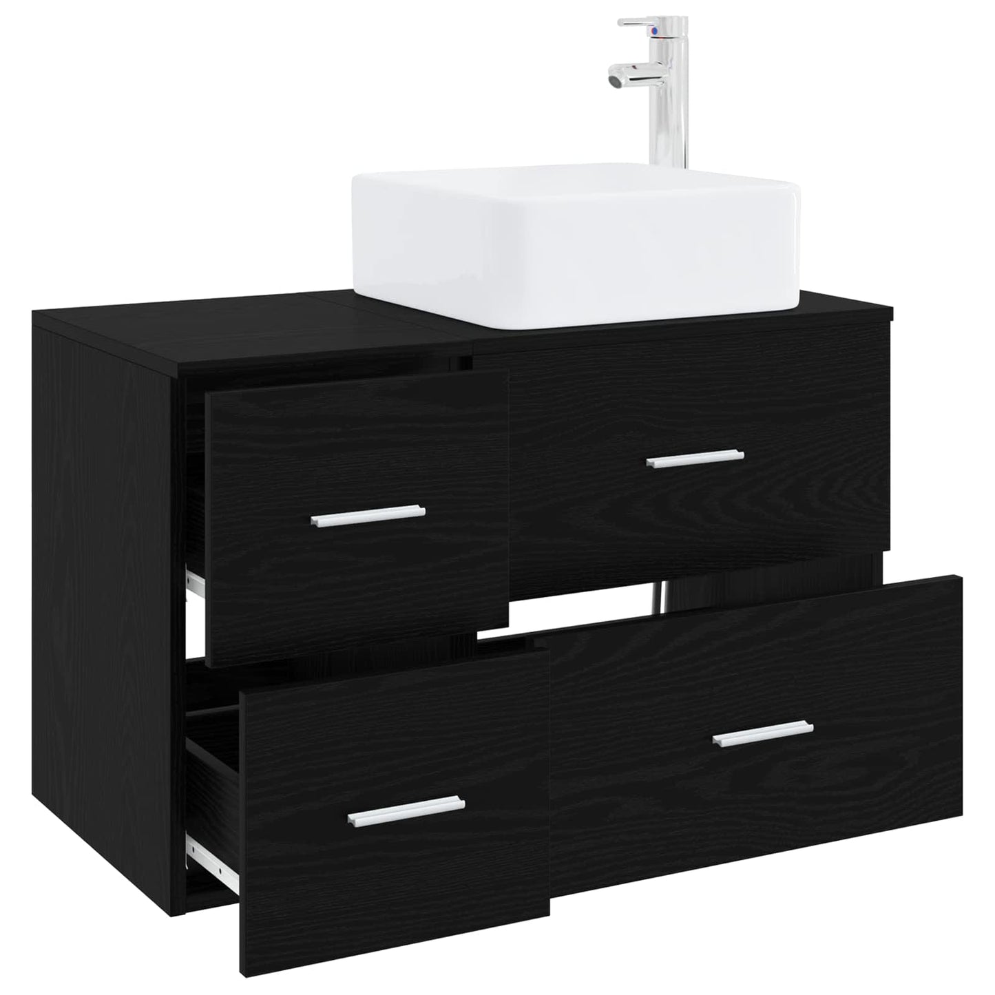vidaXL Bathroom Furniture Set 2 pcs Black Oak Engineered Wood