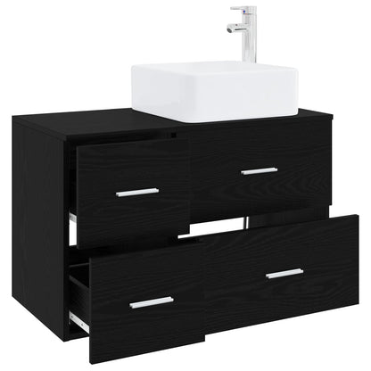 vidaXL Bathroom Furniture Set 2 pcs Black Oak Engineered Wood