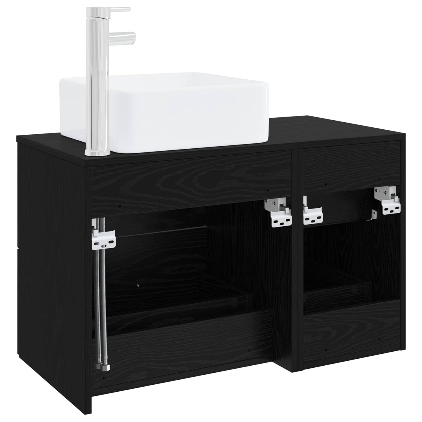 vidaXL Bathroom Furniture Set 2 pcs Black Oak Engineered Wood