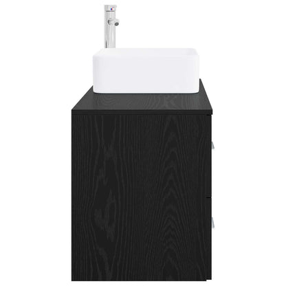 vidaXL Bathroom Furniture Set 2 pcs Black Oak Engineered Wood