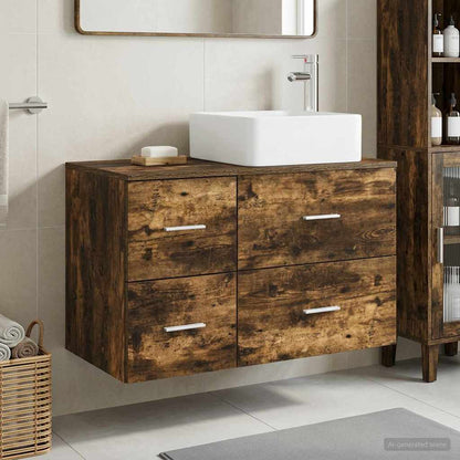 vidaXL Bathroom Furniture Set 2 pcs Smoked Oak Engineered Wood