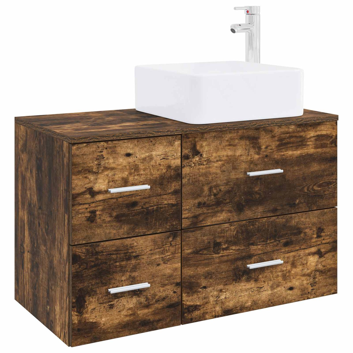 vidaXL Bathroom Furniture Set 2 pcs Smoked Oak Engineered Wood