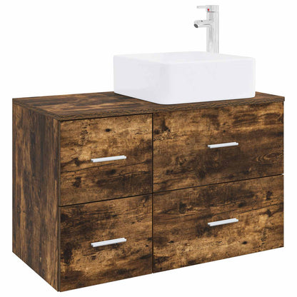 vidaXL Bathroom Furniture Set 2 pcs Smoked Oak Engineered Wood
