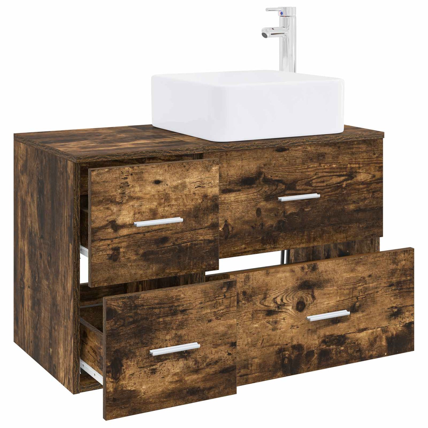 vidaXL Bathroom Furniture Set 2 pcs Smoked Oak Engineered Wood