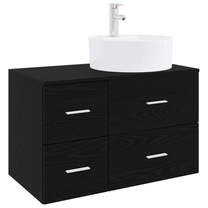 vidaXL Bathroom Furniture Set 2 pcs Black Oak Engineered Wood