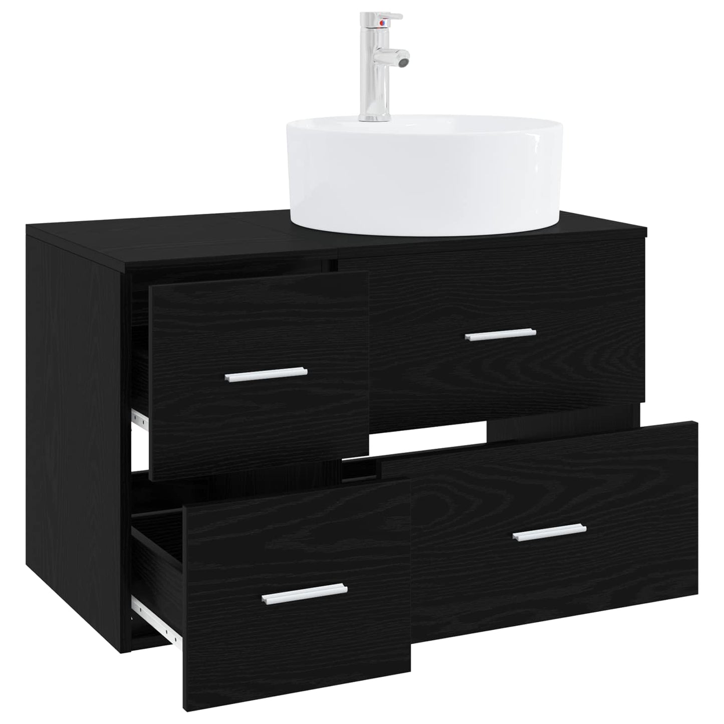vidaXL Bathroom Furniture Set 2 pcs Black Oak Engineered Wood