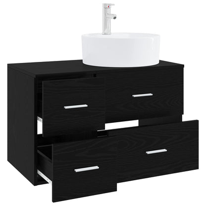 vidaXL Bathroom Furniture Set 2 pcs Black Oak Engineered Wood