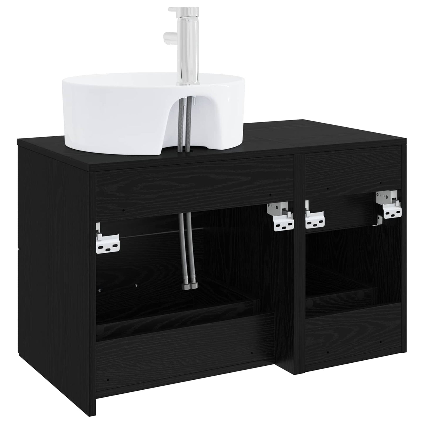 vidaXL Bathroom Furniture Set 2 pcs Black Oak Engineered Wood