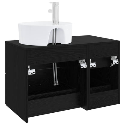 vidaXL Bathroom Furniture Set 2 pcs Black Oak Engineered Wood