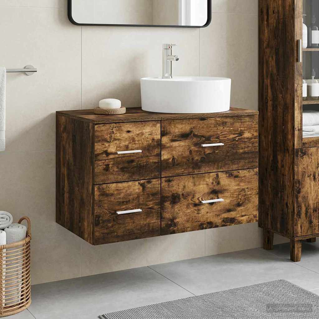 vidaXL Bathroom Furniture Set 2 pcs Smoked Oak Engineered Wood