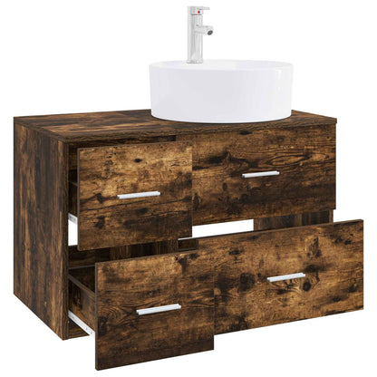 vidaXL Bathroom Furniture Set 2 pcs Smoked Oak Engineered Wood