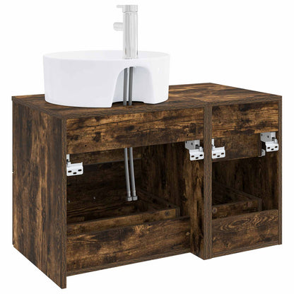 vidaXL Bathroom Furniture Set 2 pcs Smoked Oak Engineered Wood