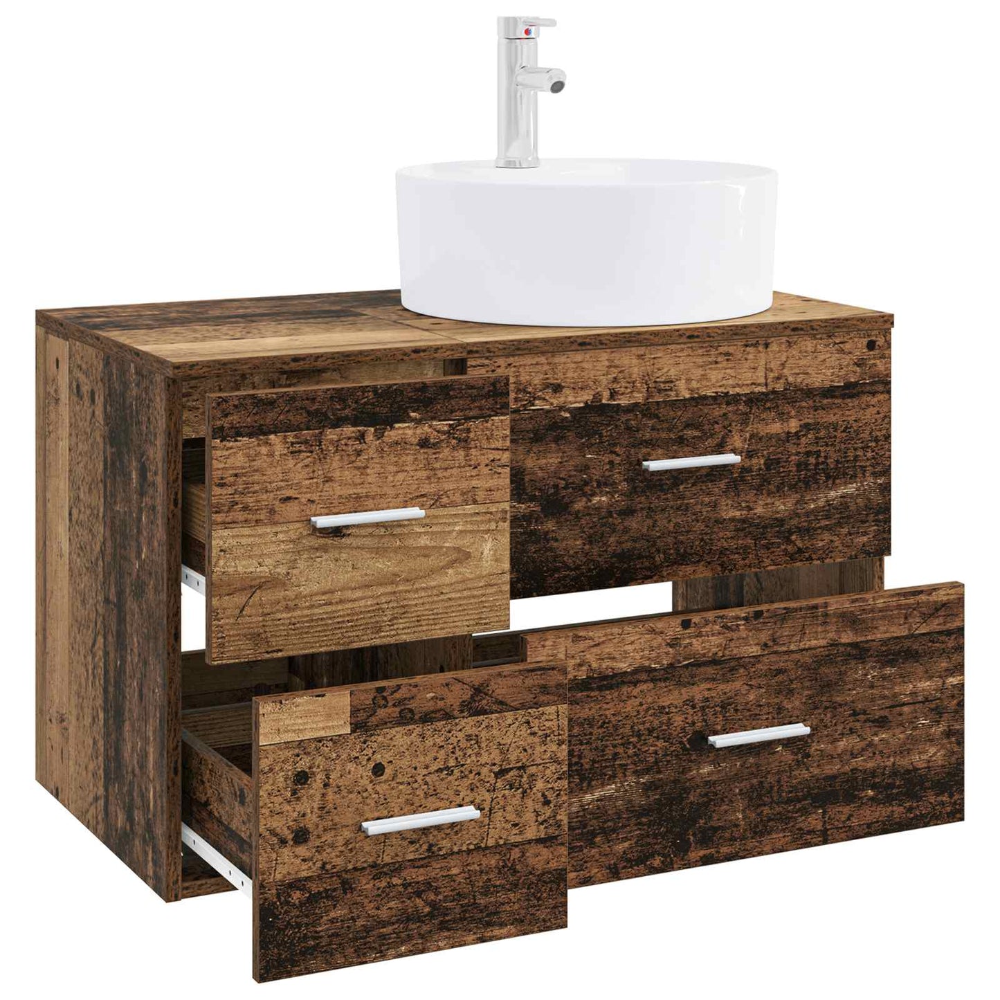 vidaXL Bathroom Furniture Set 2 pcs Old Wood Engineered Wood