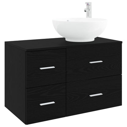 vidaXL Bathroom Furniture Set 2 pcs Black Oak Engineered Wood