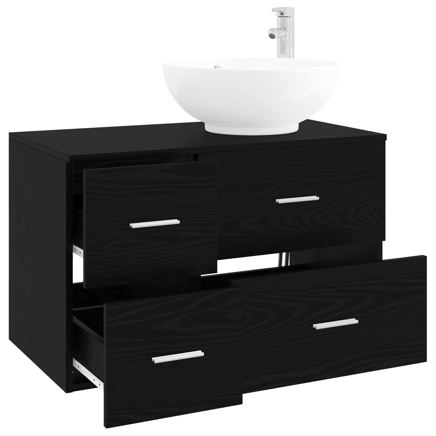 vidaXL Bathroom Furniture Set 2 pcs Black Oak Engineered Wood
