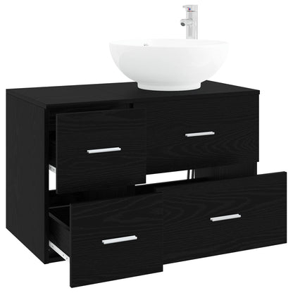 vidaXL Bathroom Furniture Set 2 pcs Black Oak Engineered Wood