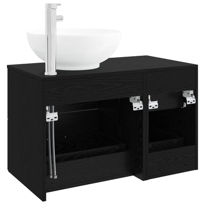vidaXL Bathroom Furniture Set 2 pcs Black Oak Engineered Wood