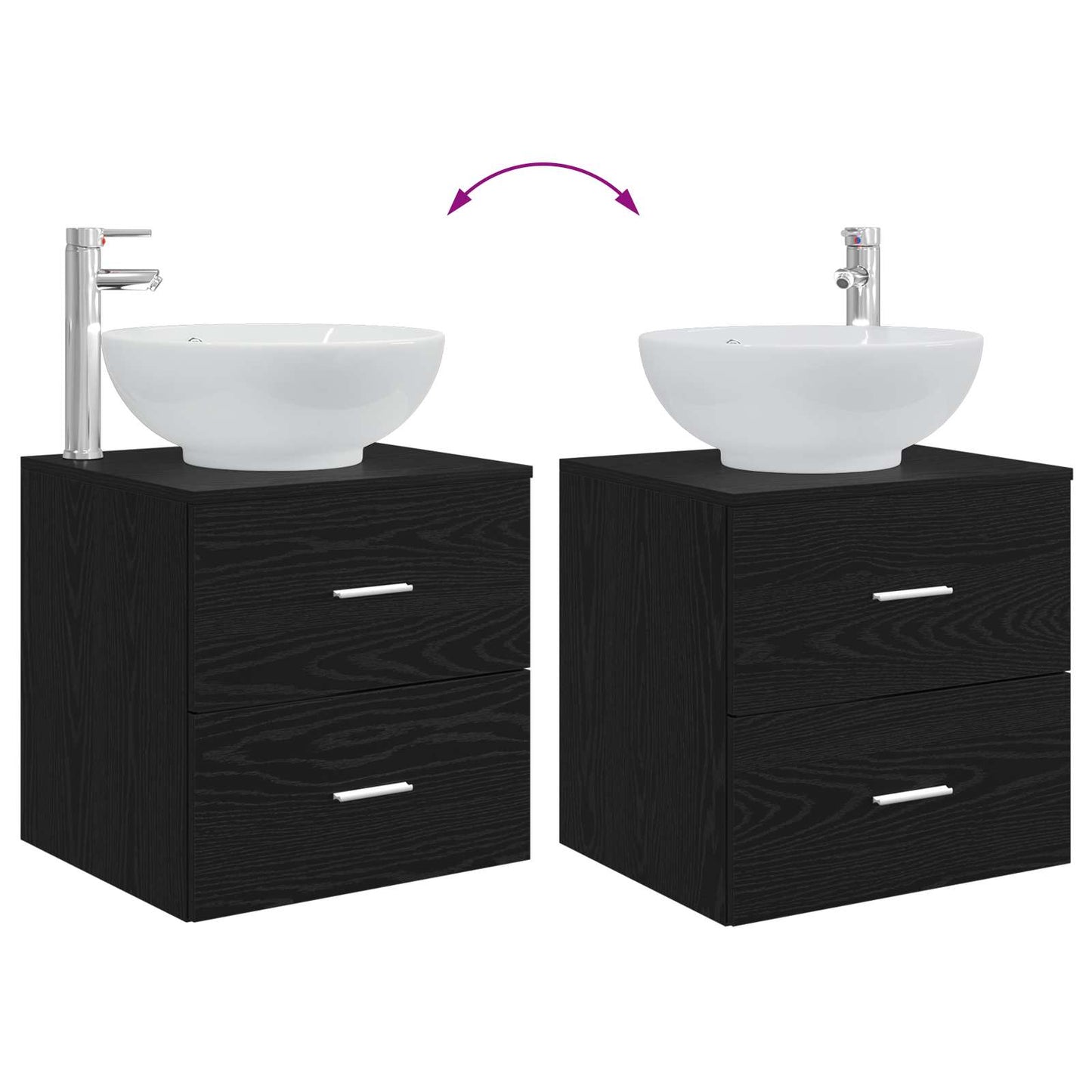 vidaXL Bathroom Furniture Set 2 pcs Black Oak Engineered Wood