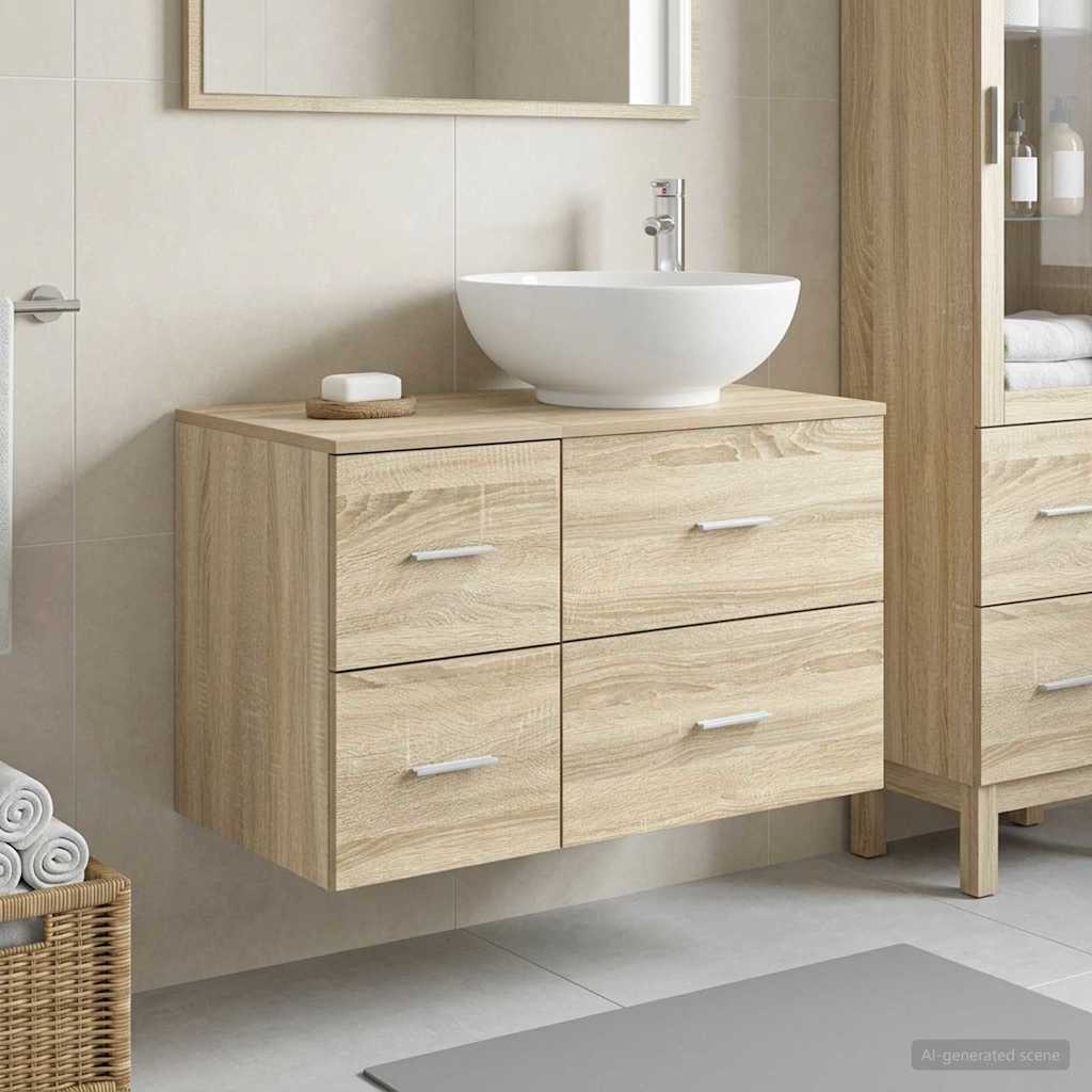 vidaXL Bathroom Furniture Set 2 pcs Sonoma Oak Engineered Wood