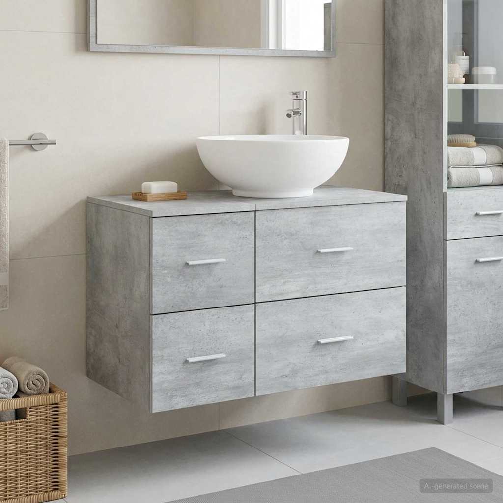 vidaXL Bathroom Furniture Set 2 pcs Concrete Grey Engineered Wood