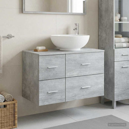 vidaXL Bathroom Furniture Set 2 pcs Concrete Grey Engineered Wood