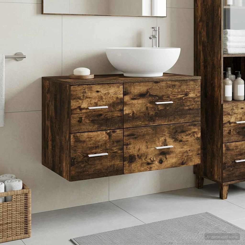 vidaXL Bathroom Furniture Set 2 pcs Smoked Oak Engineered Wood