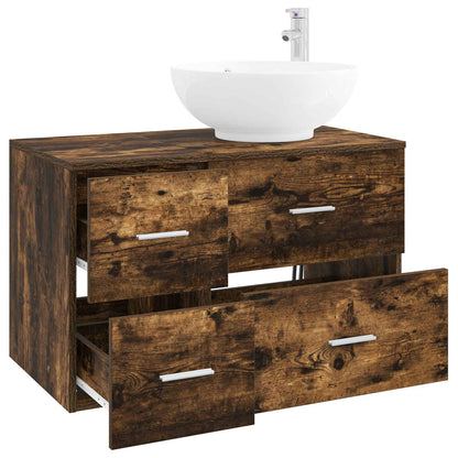vidaXL Bathroom Furniture Set 2 pcs Smoked Oak Engineered Wood