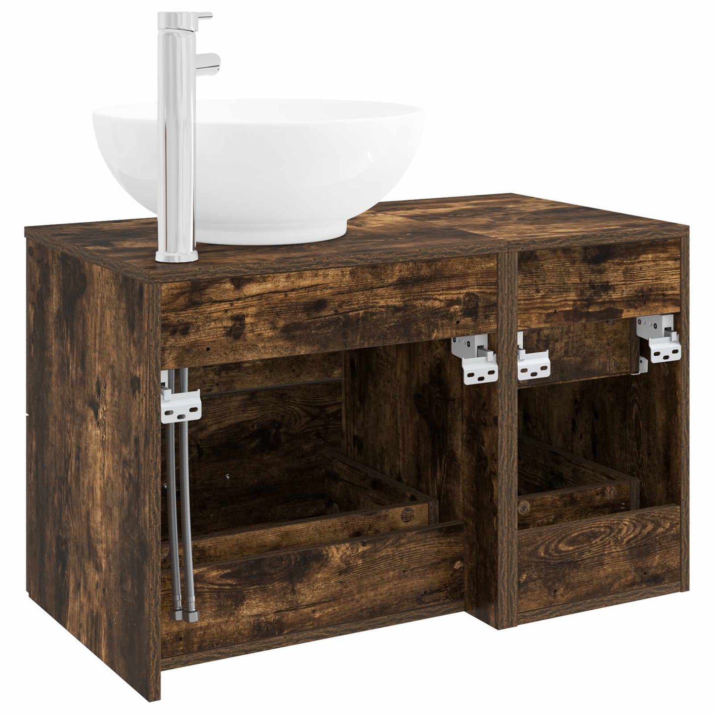 vidaXL Bathroom Furniture Set 2 pcs Smoked Oak Engineered Wood