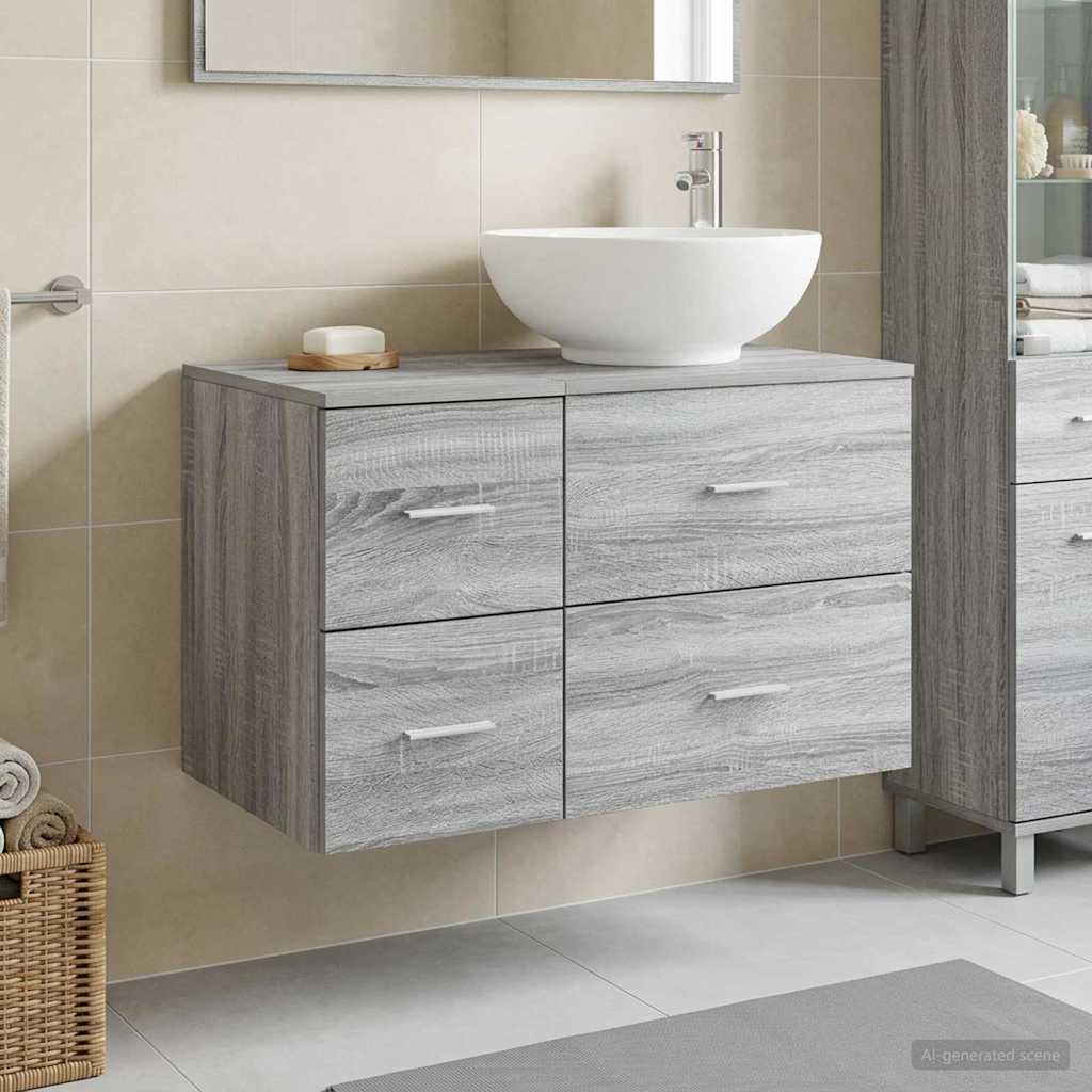 vidaXL Bathroom Furniture Set 2 pcs Grey Sonoma Engineered Wood