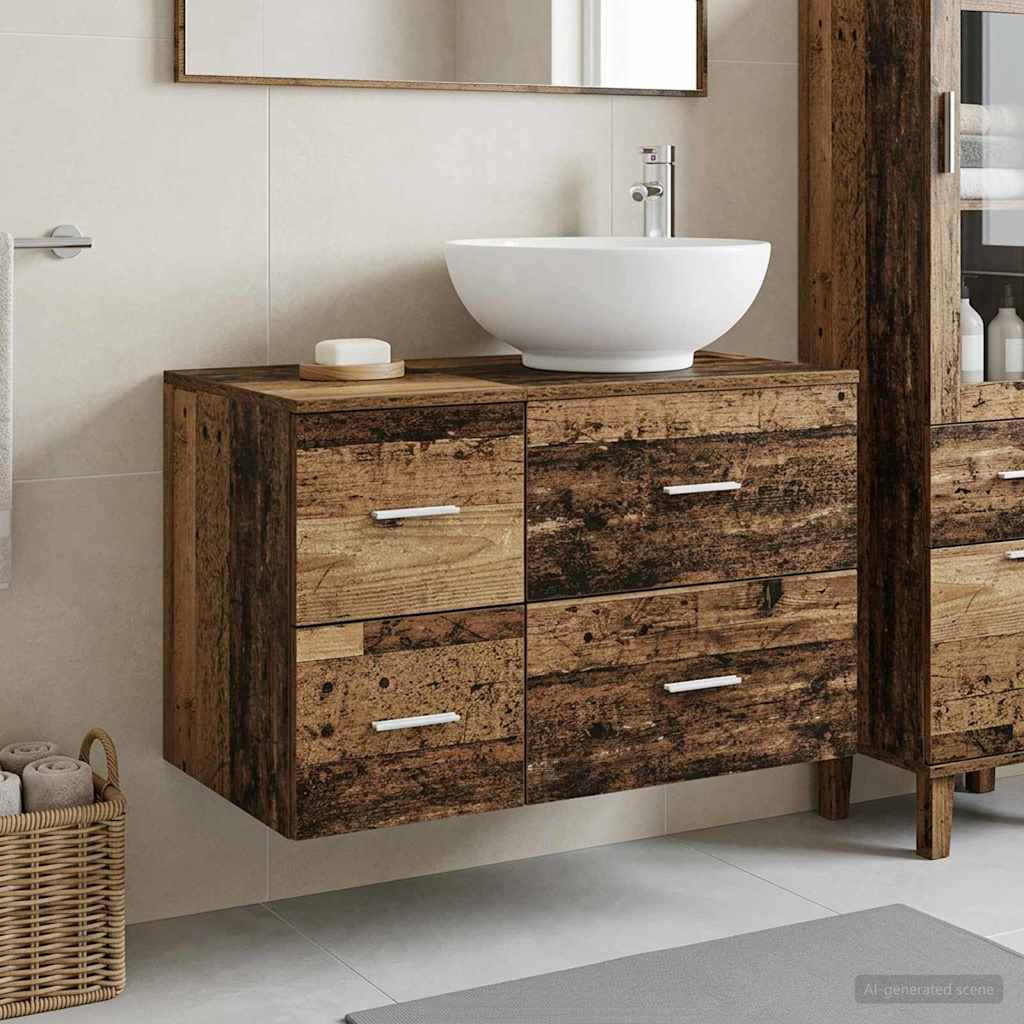 vidaXL Bathroom Furniture Set 2 pcs Old Wood Engineered Wood