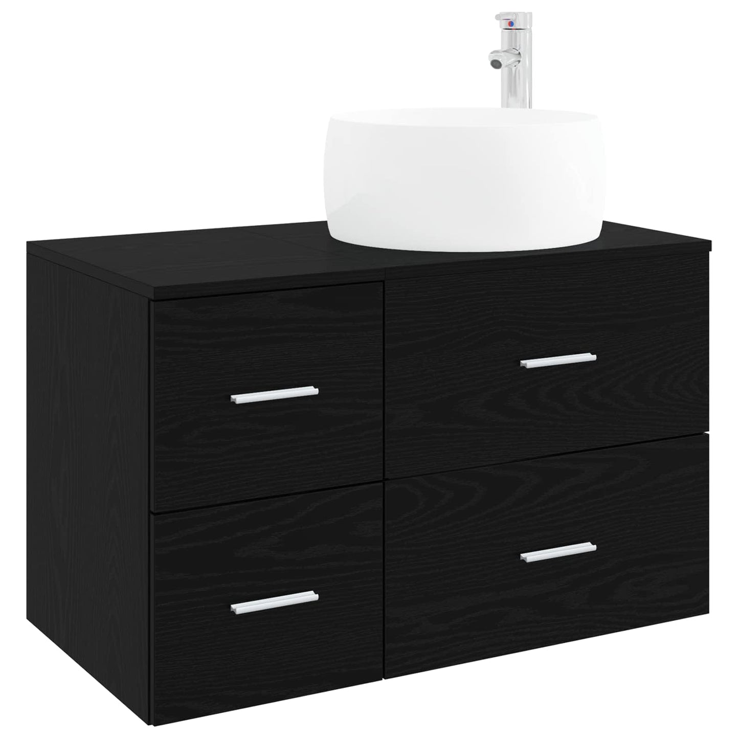 vidaXL Bathroom Furniture Set 2 pcs Black Oak Engineered Wood