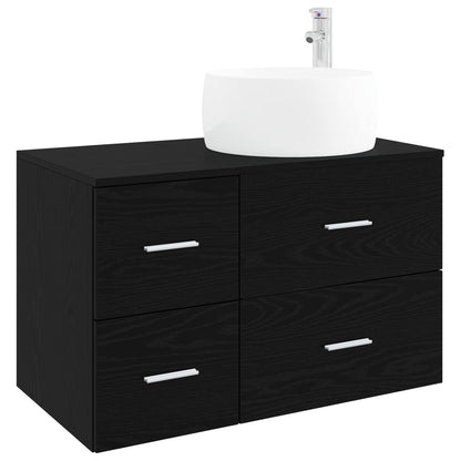 vidaXL Bathroom Furniture Set 2 pcs Black Oak Engineered Wood