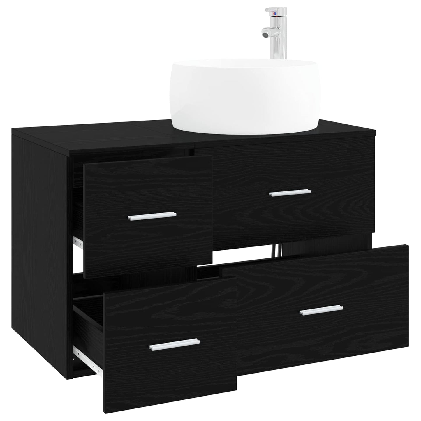 vidaXL Bathroom Furniture Set 2 pcs Black Oak Engineered Wood