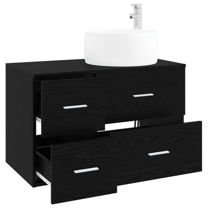 vidaXL Bathroom Furniture Set 2 pcs Black Oak Engineered Wood