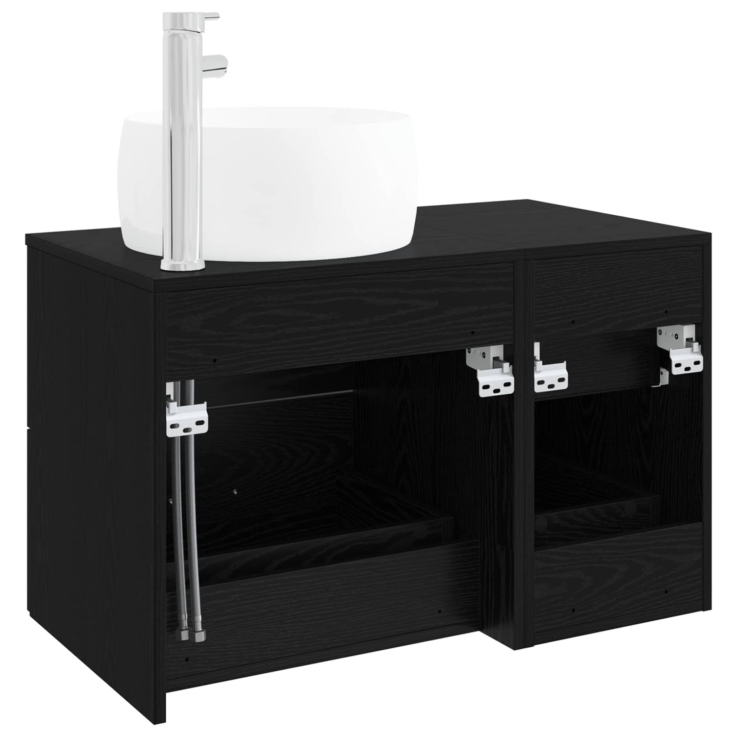 vidaXL Bathroom Furniture Set 2 pcs Black Oak Engineered Wood