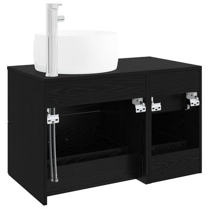 vidaXL Bathroom Furniture Set 2 pcs Black Oak Engineered Wood