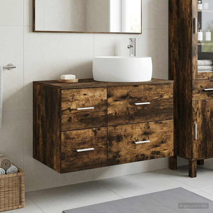 vidaXL Bathroom Furniture Set 2 pcs Smoked Oak Engineered Wood