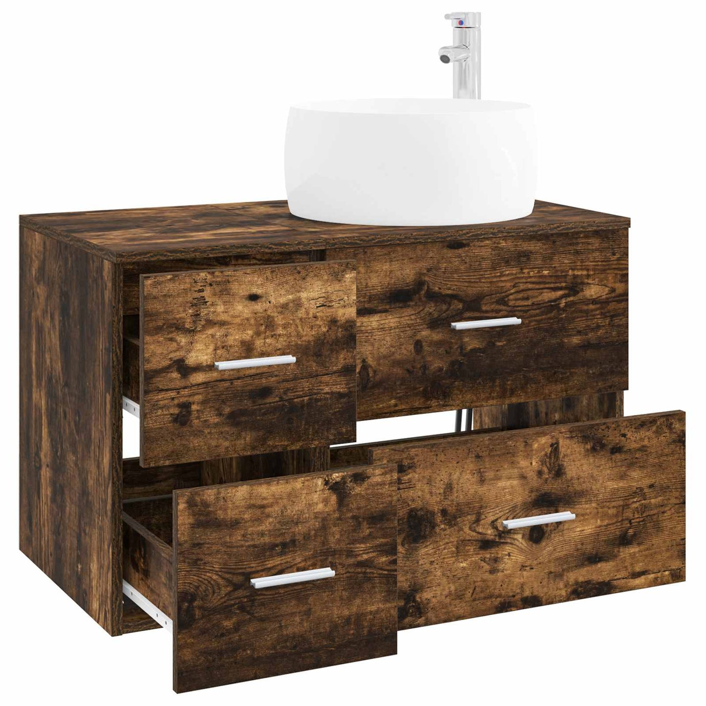 vidaXL Bathroom Furniture Set 2 pcs Smoked Oak Engineered Wood
