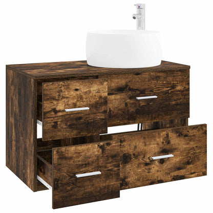vidaXL Bathroom Furniture Set 2 pcs Smoked Oak Engineered Wood