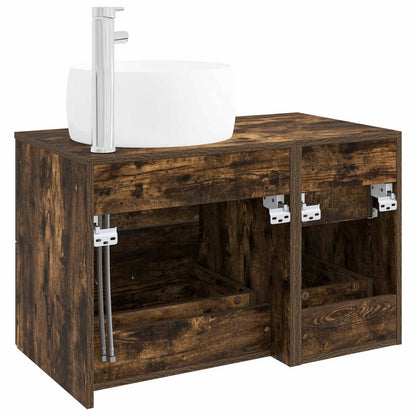 vidaXL Bathroom Furniture Set 2 pcs Smoked Oak Engineered Wood