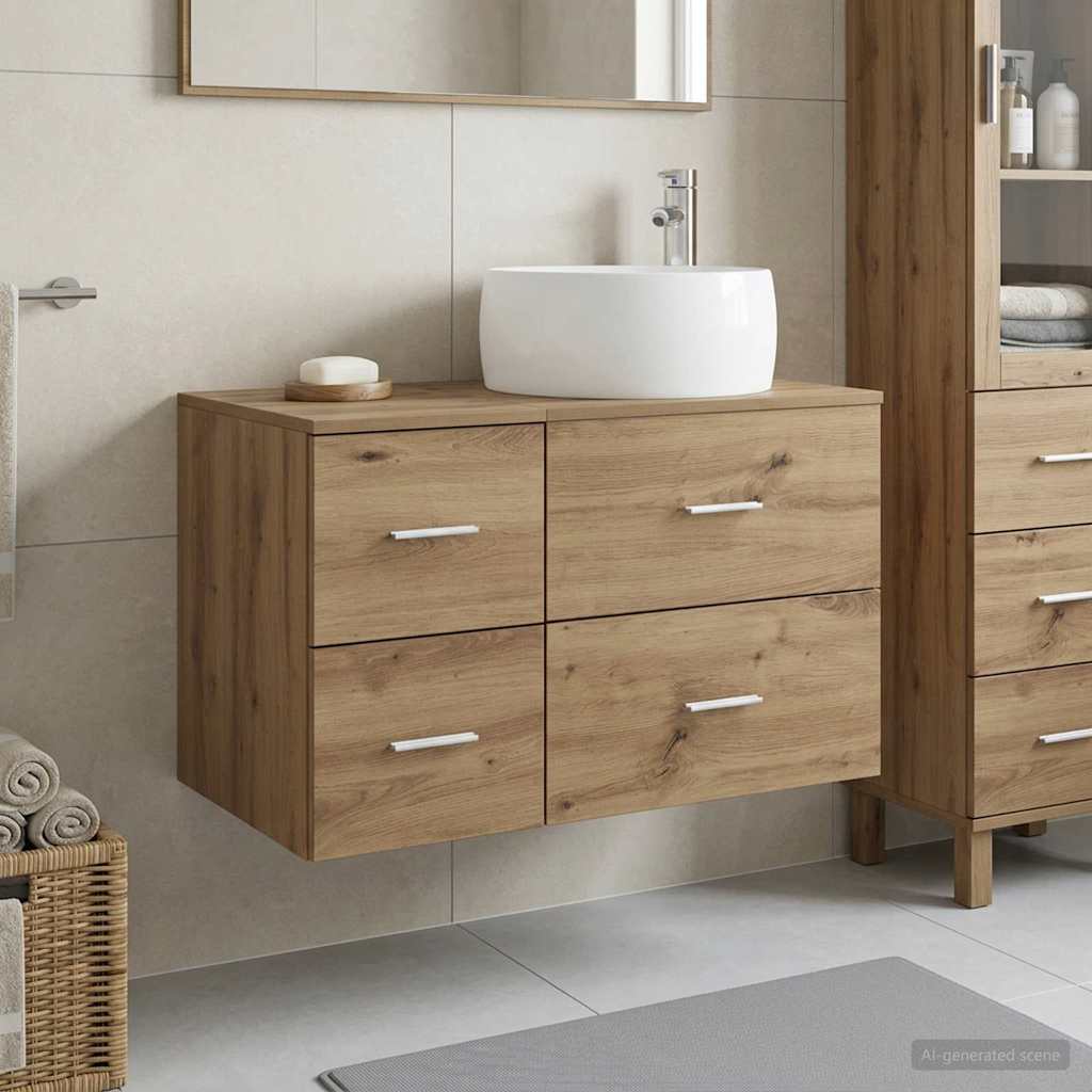 vidaXL Bathroom Furniture Set 2 pcs Artisan Oak Engineered Wood