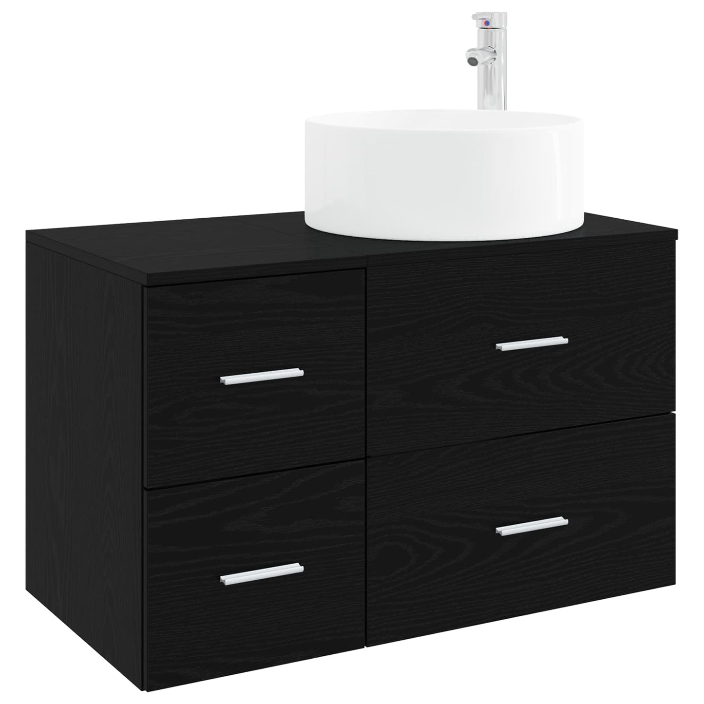 vidaXL Bathroom Furniture Set 2 pcs Black Oak Engineered Wood