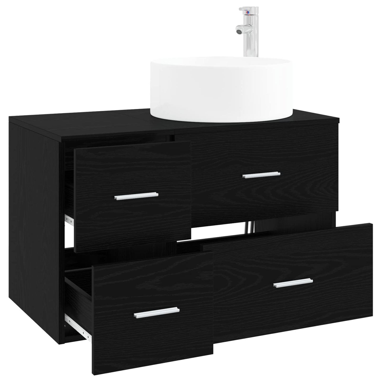 vidaXL Bathroom Furniture Set 2 pcs Black Oak Engineered Wood