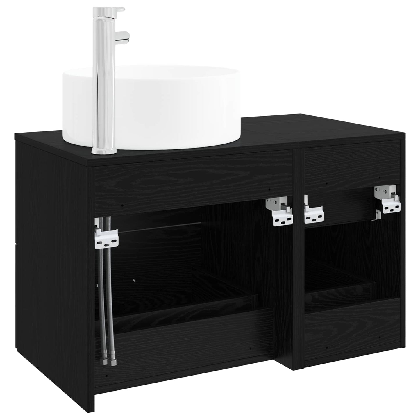 vidaXL Bathroom Furniture Set 2 pcs Black Oak Engineered Wood